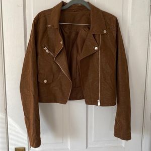 Vintage faux leather motto jacket